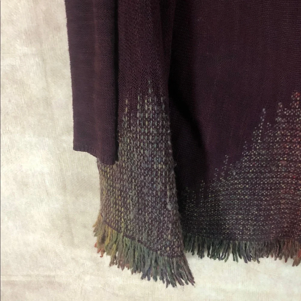 Moth by Anthropologie Purple and Brown Boho‎ Fringe Women's Cardigan